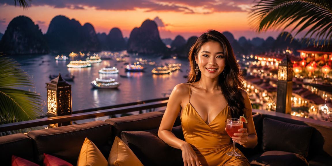 Khung cảnh vịnh Hạ Long về đêm, biểu tượng cho trải nghiệm giải trí cao cấp và an toàn tại Việt Nam